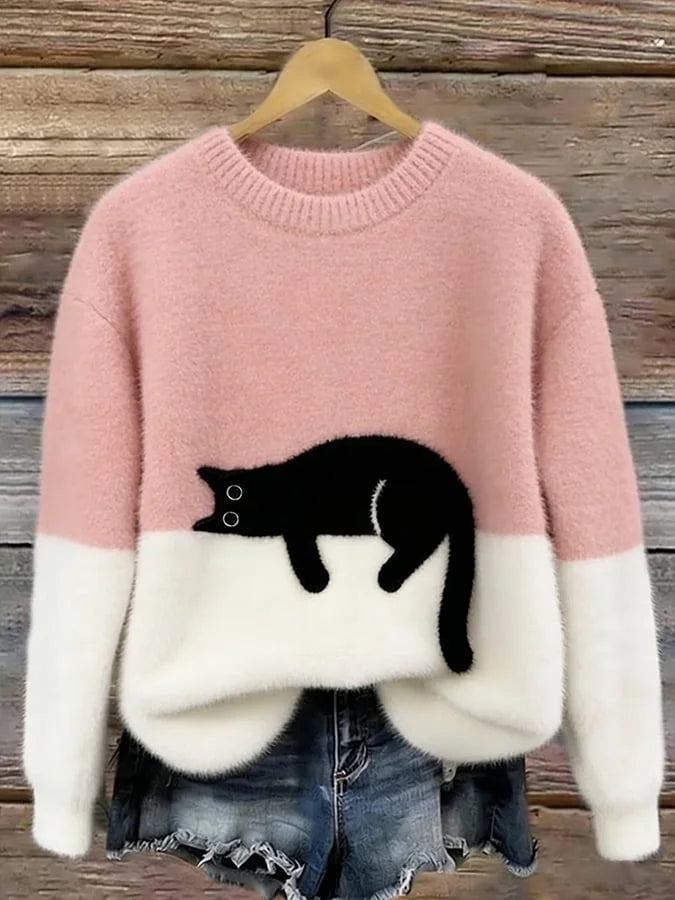 Zaidia – Maglione Lavorato a Maglia Con Grazioso Gatto