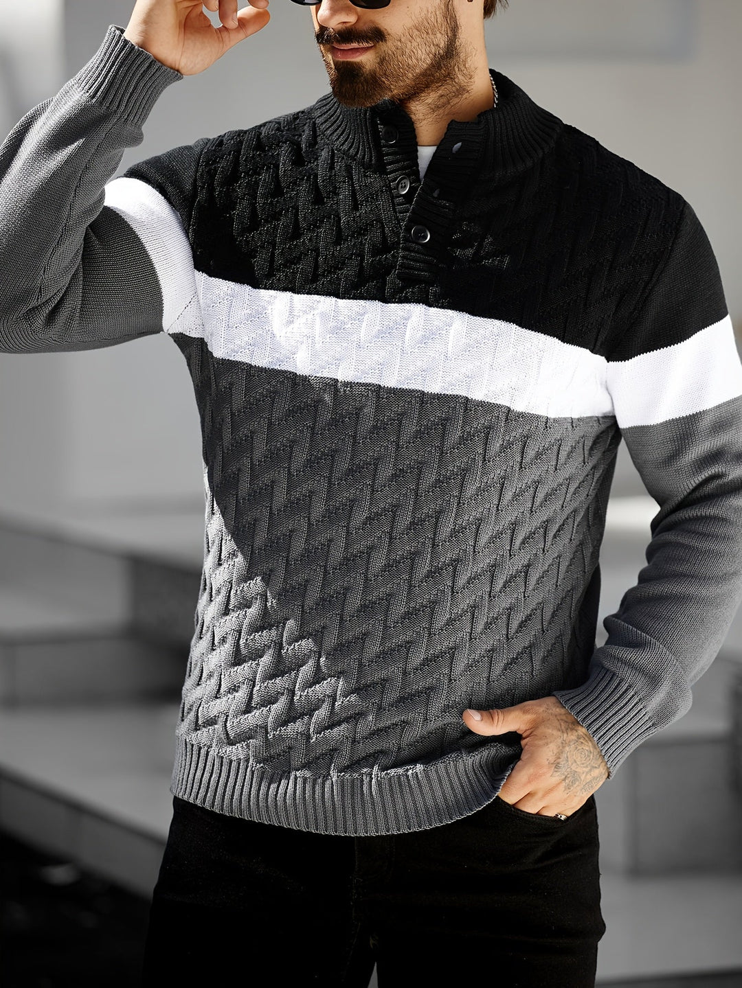 Lilfad - Maglione Casual a Collo Alto in Maglia