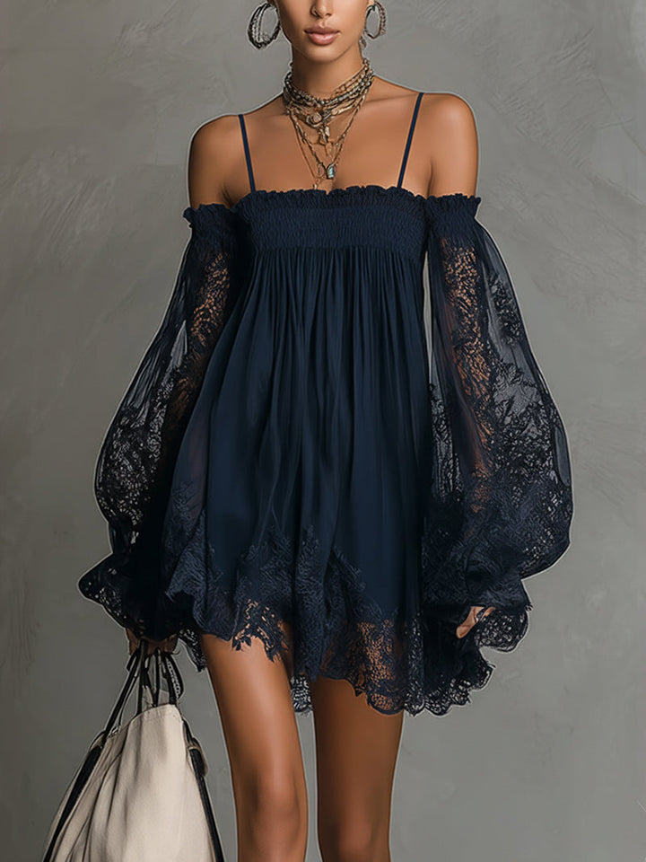 Charity - Abito in Pizzo con Spalle Scoperte