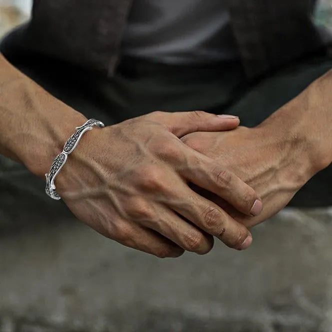 Maynard - Bracciale vintage con ali d'angelo in Argento