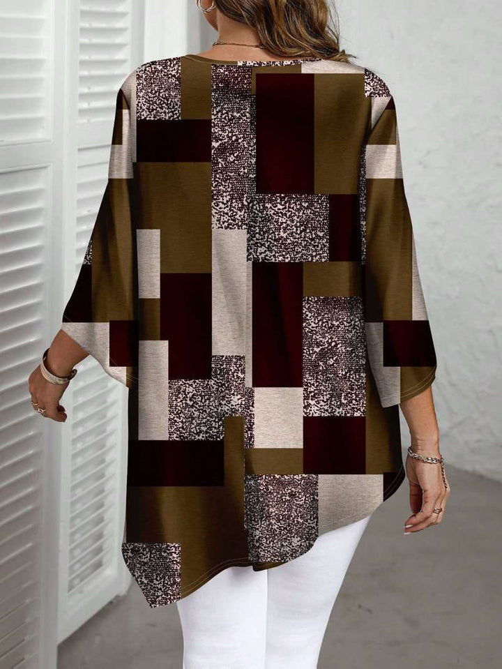 Nurit - Camicetta Oversize a Quadri Con Stampa e Maniche Corte