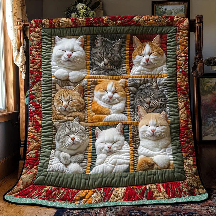 CozyCats - Coperta con Stampa di Gatti Reali Addormentati