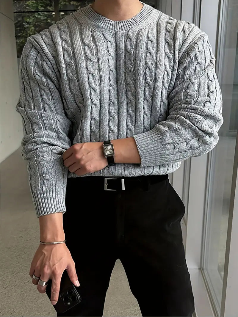 Mergim - Maglione Casual A Maniche Lunghe Lavorato A Maglia