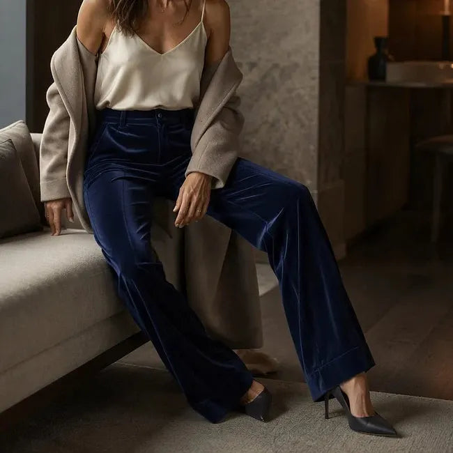 Jana - Pantaloni Vita Alta Gamba Larga