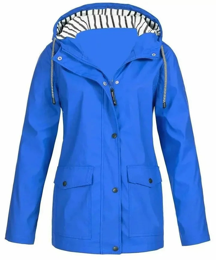 Ilektra - Elegante Manica Lunga Impermeabile Cappuccio Giacca