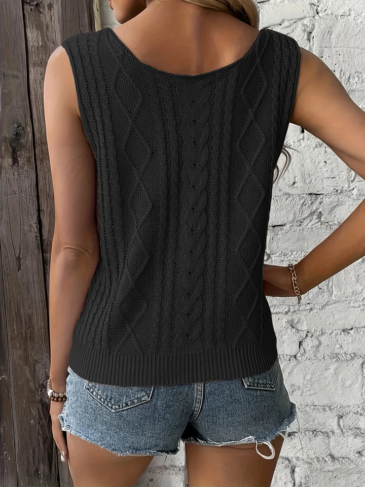 Juno - Top Casual Senza Maniche Con Scollo a V