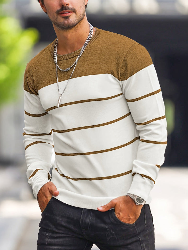 Michiel - Maglione Casual a Righe con Maniche Lunghe