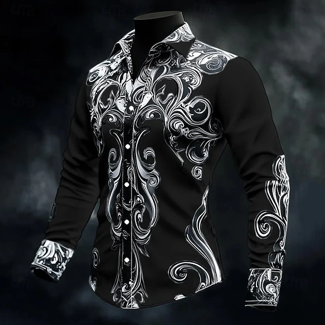 Leighton - Camicia Abbottonata Con Motivo Barocco Vintage