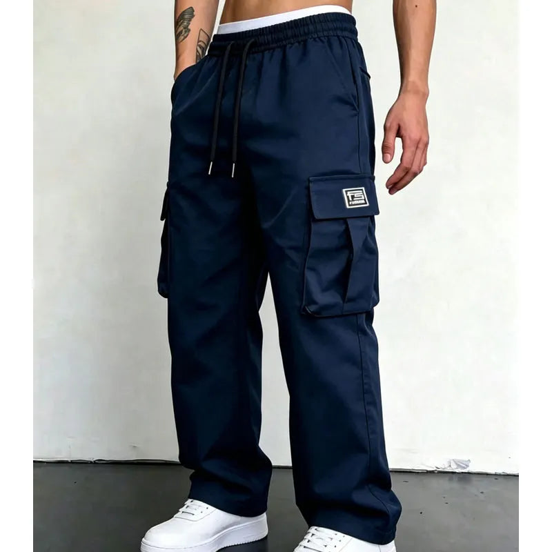 Nesham - Pantaloni Cargo Con Coulisse in Vita e Tasche
