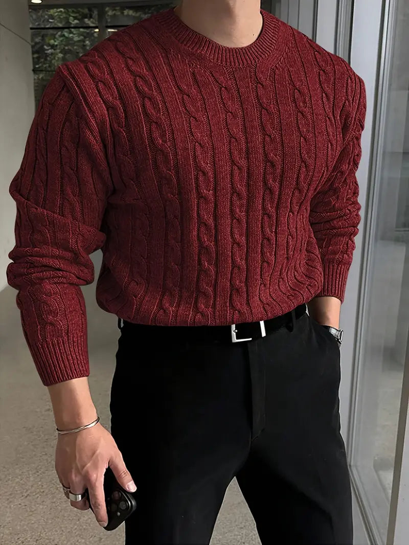 Mergim - Maglione Casual A Maniche Lunghe Lavorato A Maglia