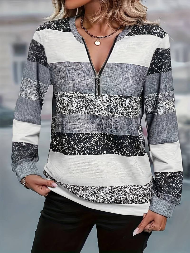 Avital - Maglione Casual a Righe Con Cerniera