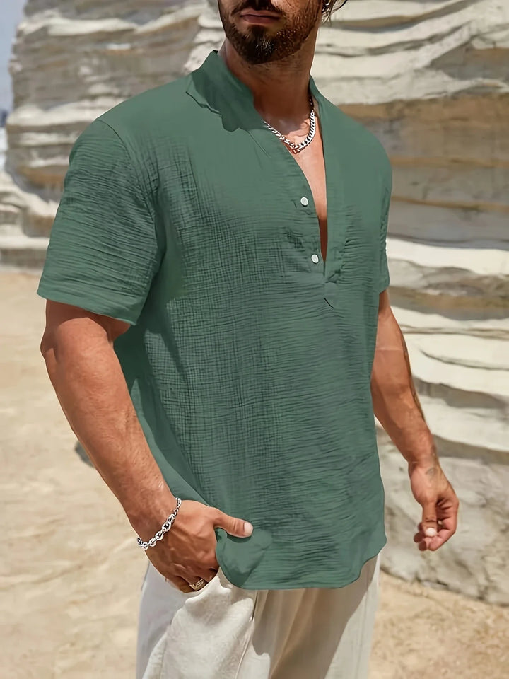 Sancho - Elegante Camicia Estiva Con Collo Alto