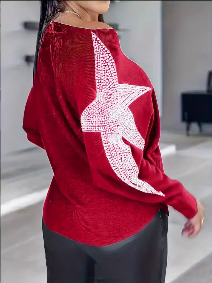 Bernardino - Elegante Maglione a Maniche Lunghe Con Stampa a Stelle