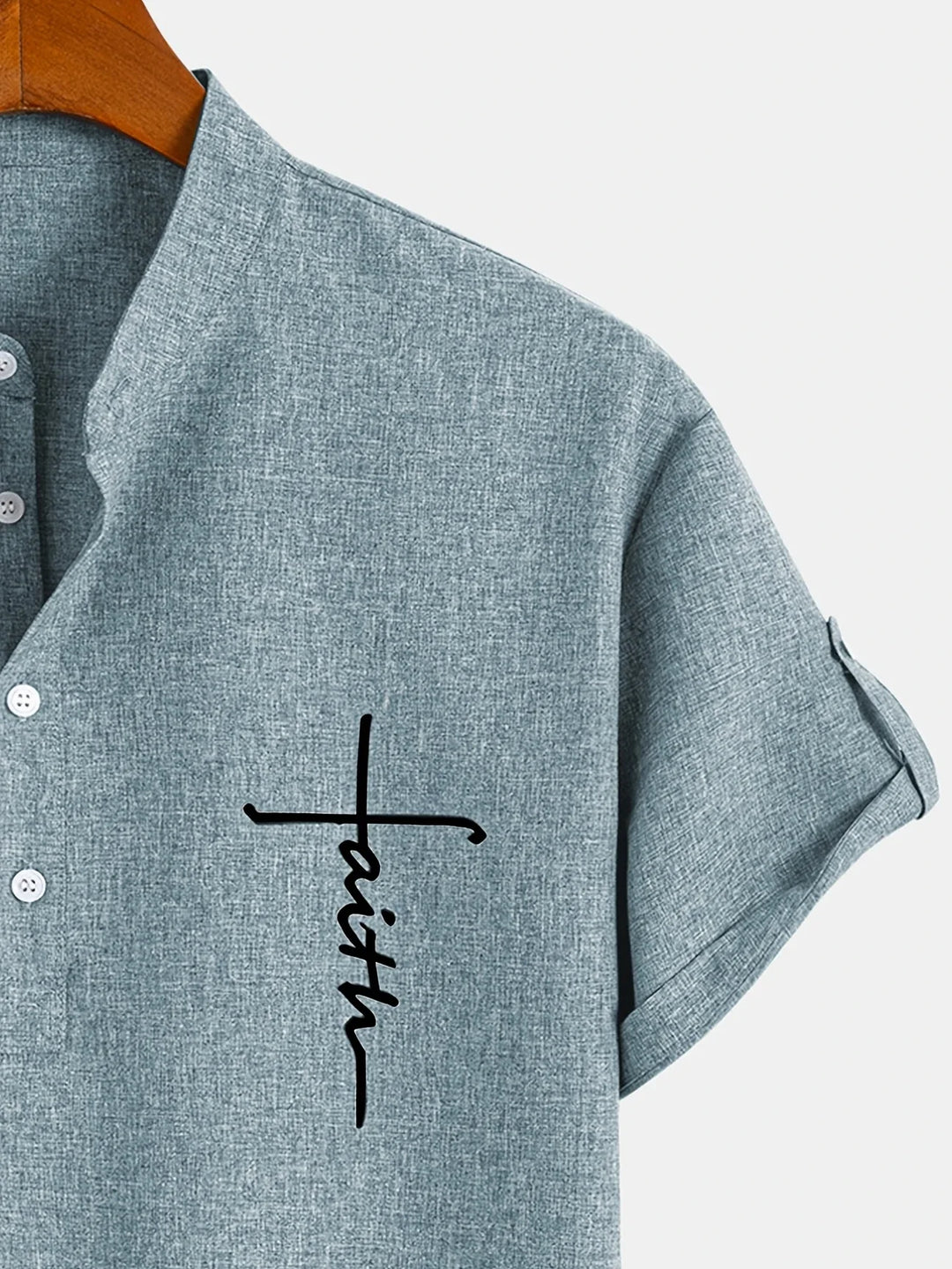 Elliott - Elegante Camicia a Maniche Corte Con Collo Alto