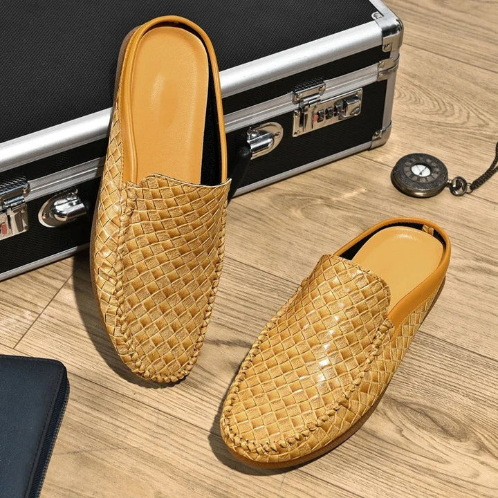 Efim - Pantofole Casuale in Pelle Con Motivo Intrecciato