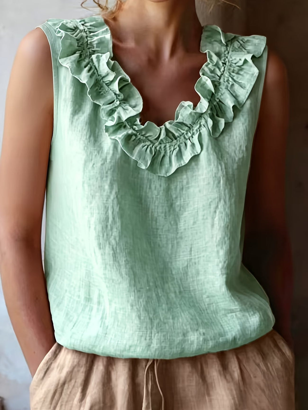 Safiya - Camicetta Senza Maniche Con Collo a Balze