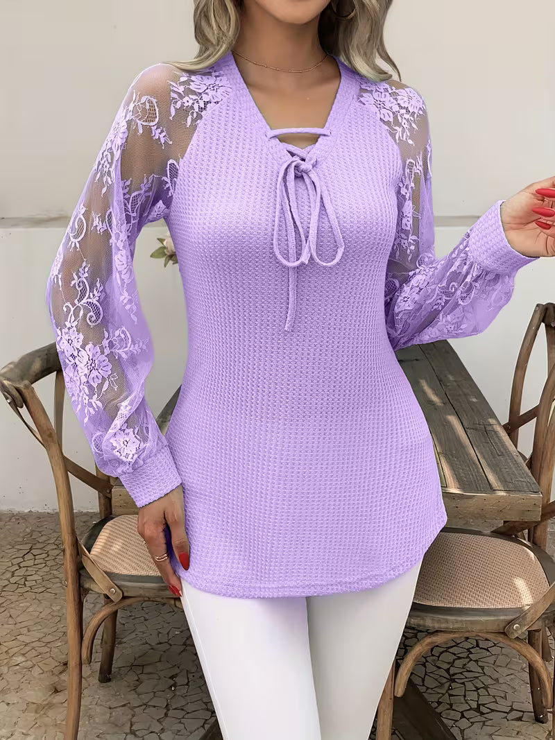 Wazina - Top Elegante Con Pizzo Semitrasparente