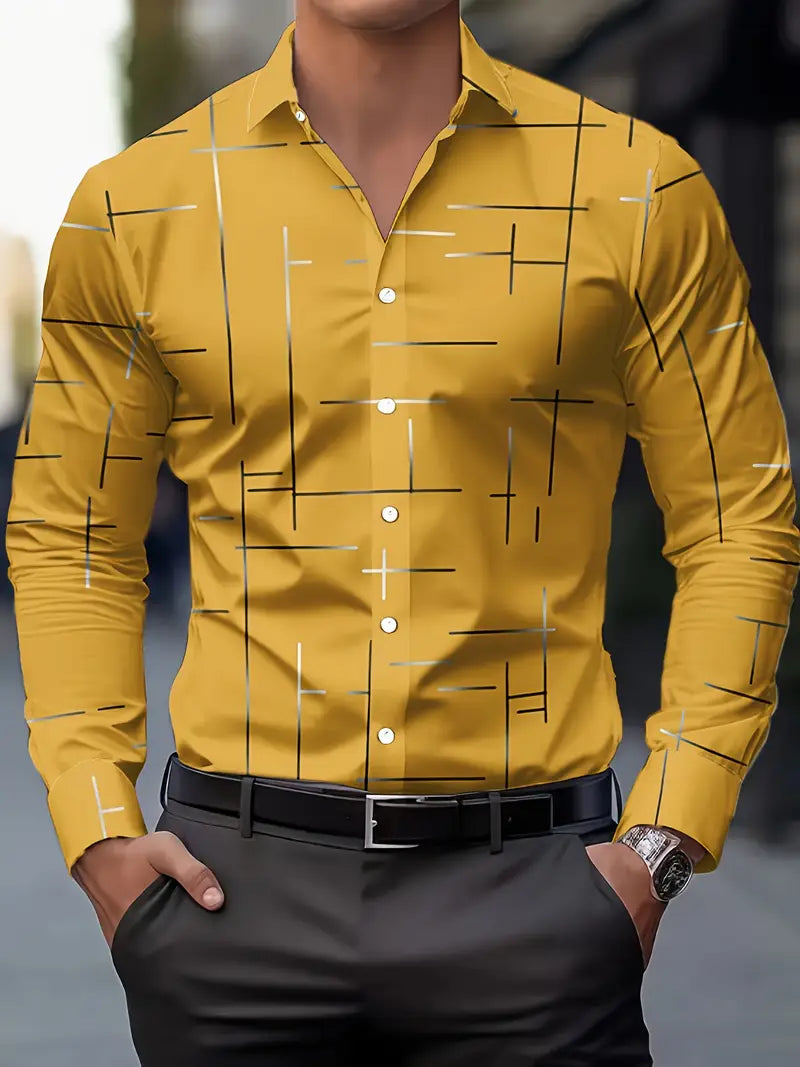 Nerio - Camicia a Maniche Lunghe Con Stampa Geometrica