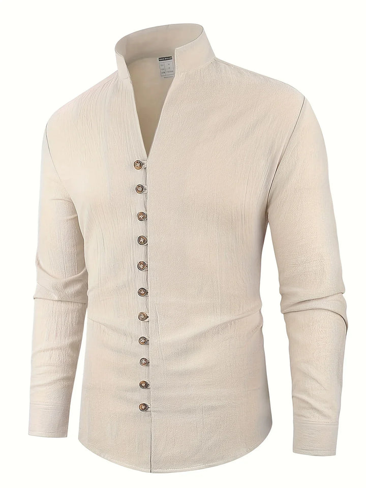 Shayne - Camicia Leggera In Cotone E Lino Con Maniche Lunghe