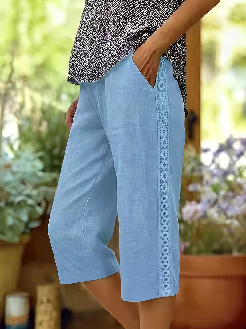 Arnisa - Comodi Pantaloni Estivi Con Tasche Laterali in Pizzo