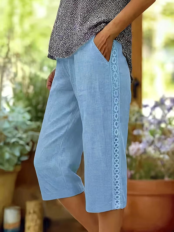 Arnisa - Comodi Pantaloni Estivi Con Tasche Laterali in Pizzo