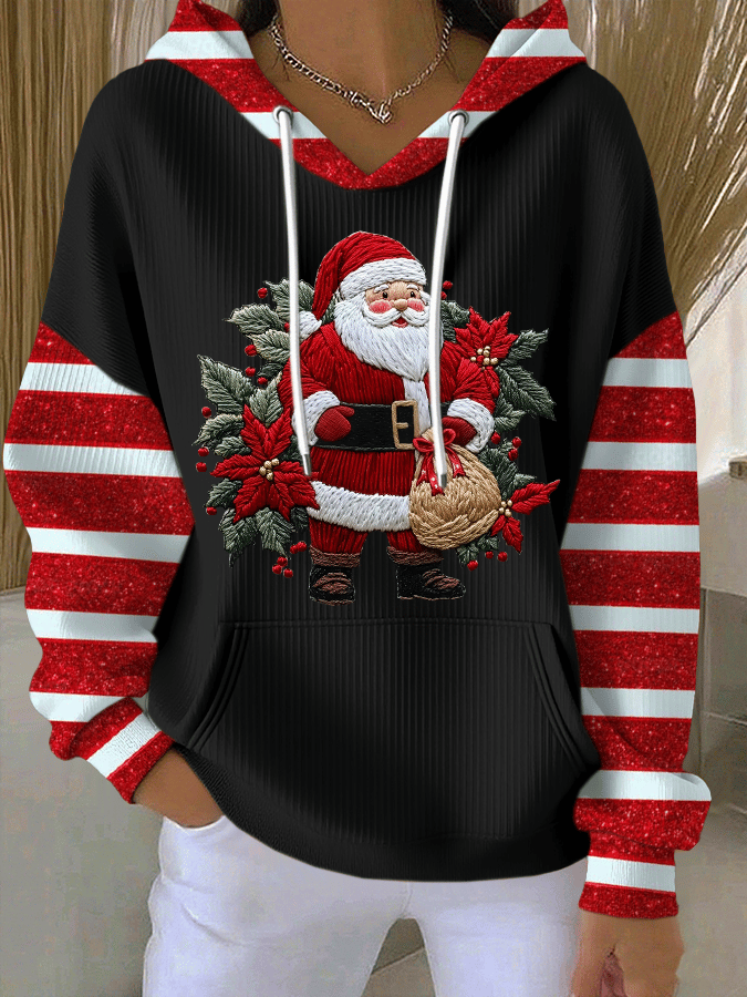 Kathryn - Felpa Con Cappuccio e Stampa Babbo Natale