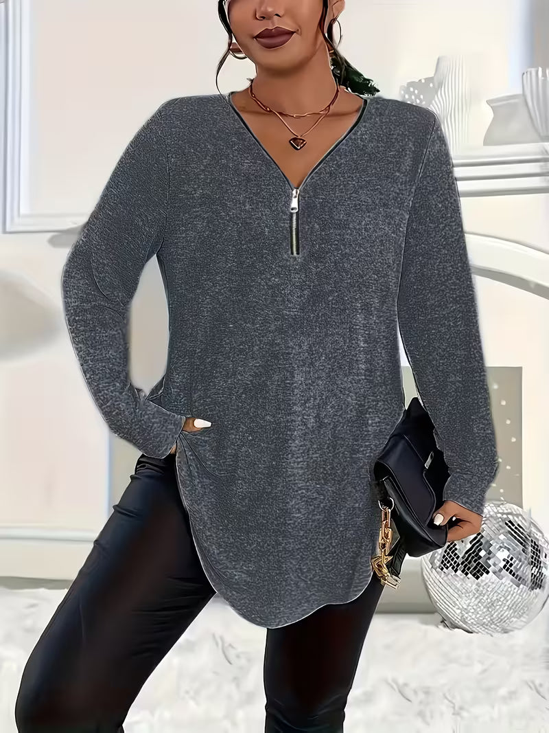 Liorah - Elegante Camicia Con Maniche Lunghe e Zip