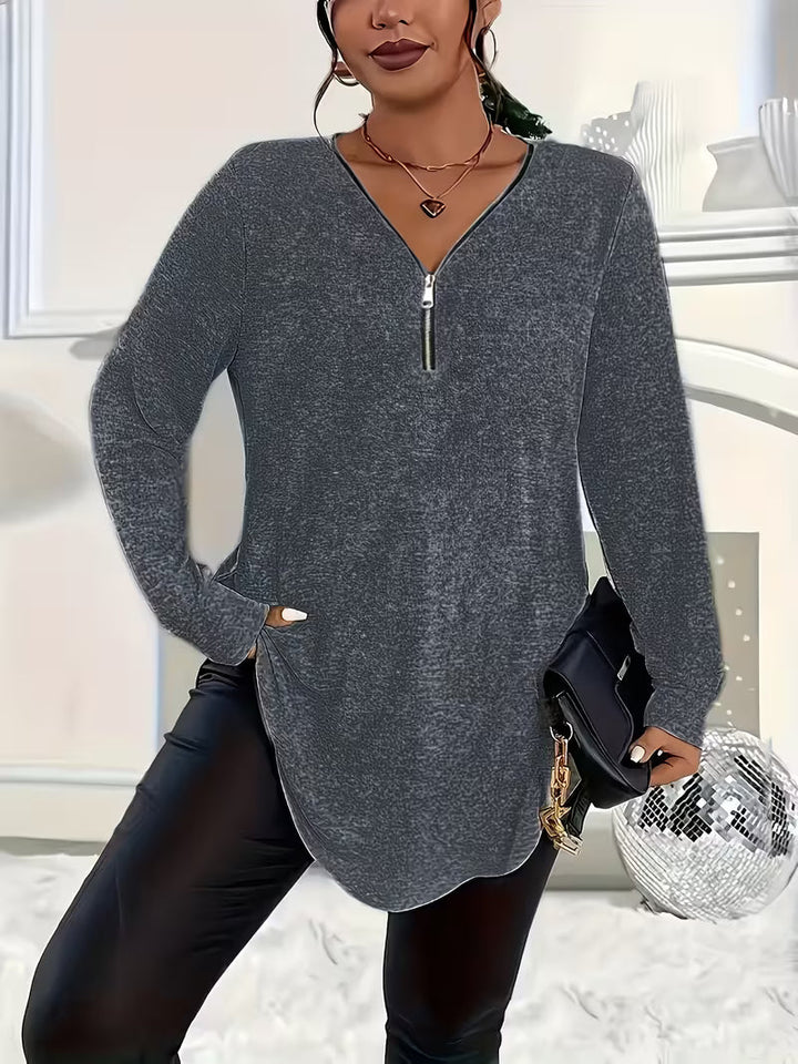 Liorah - Elegante Camicia Con Maniche Lunghe e Zip