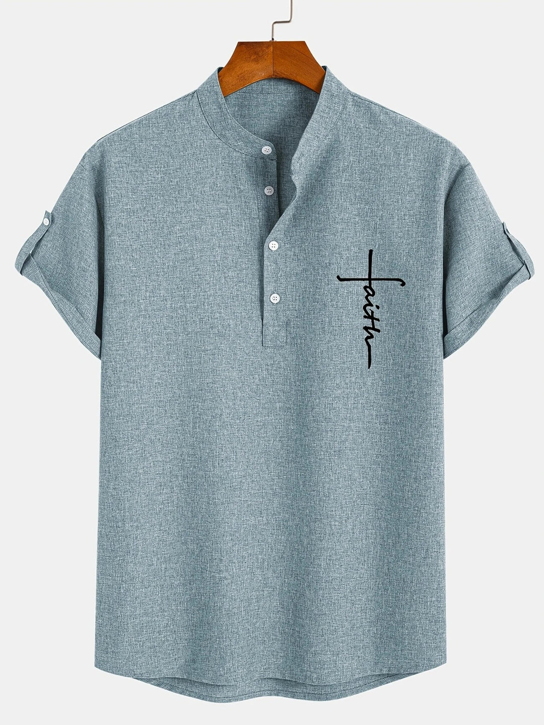 Elliott - Elegante Camicia a Maniche Corte Con Collo Alto