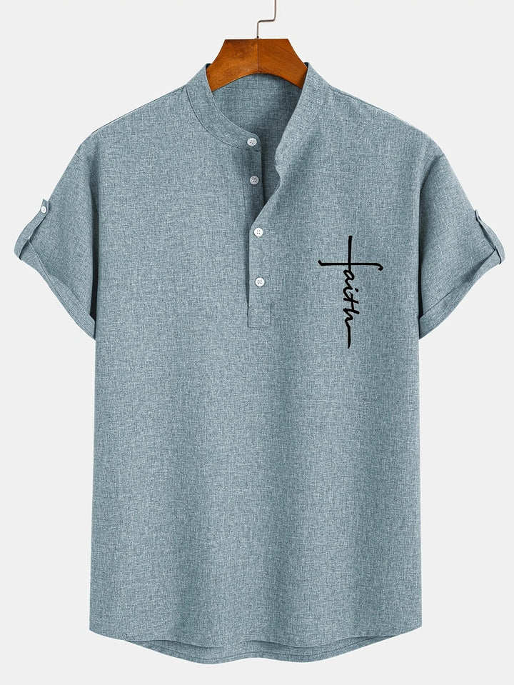 Elliott - Elegante Camicia a Maniche Corte Con Collo Alto