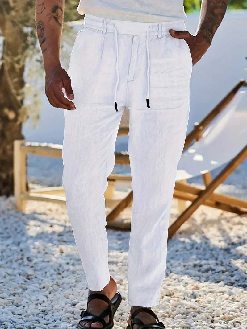 Nichols - Pantaloni Larghi In Lino Con Coulisse