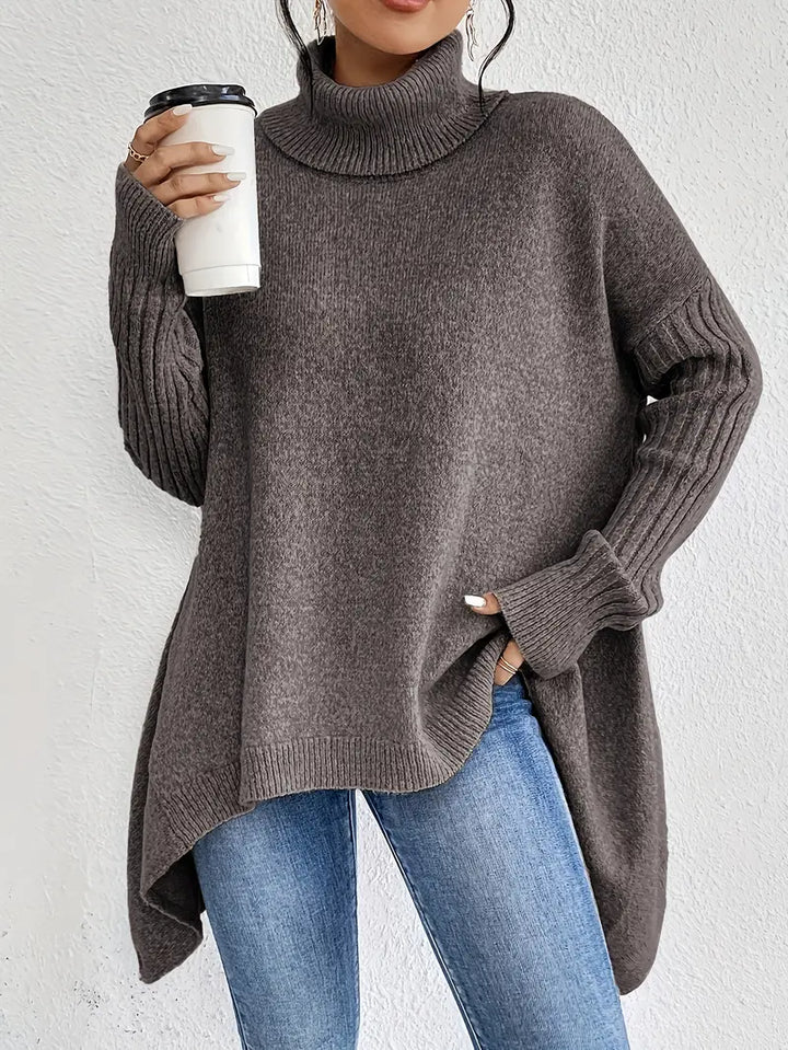 Laora - Maglione Casuale a Maniche Lunghe Con Collo Alto