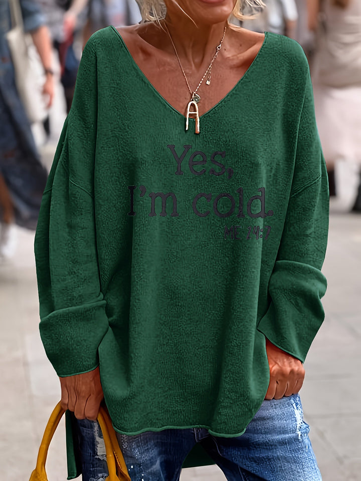 Katey - Maglione Casual a Maniche Lunghe Con Stampa