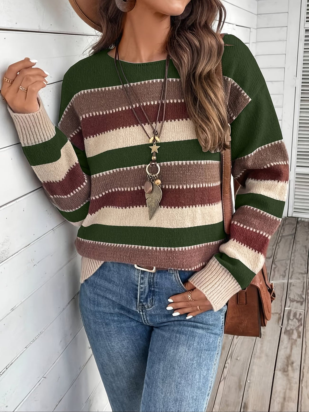Fadina - Maglione in Maglia a Maniche Lunghe
