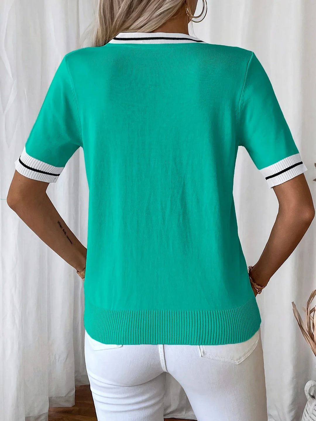Brunella - Elegante Top In Maglia Con Scollo a V