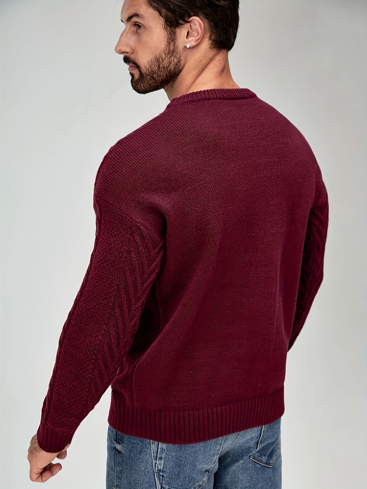 Eiduks - Maglione Classico a Collo Rotondo con Lavorazione a Trecce