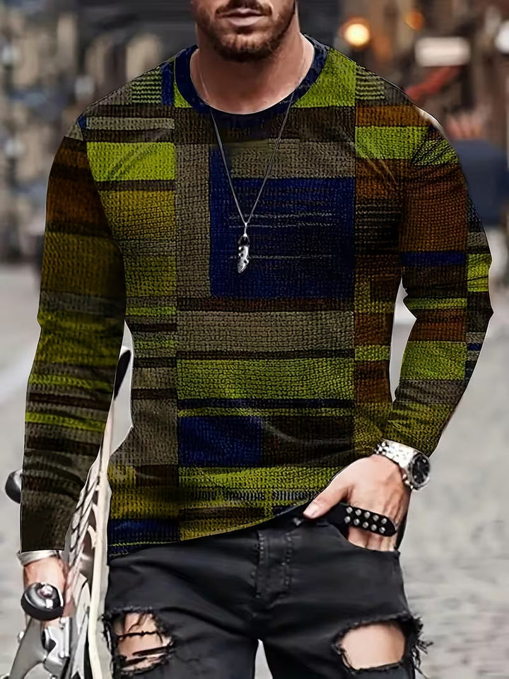 Kellan - Camicia a Maniche Lunghe Con Stampa Geometrica Patchwork