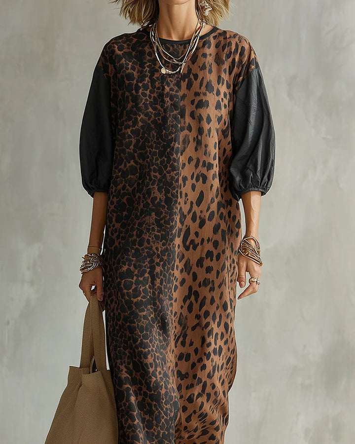 Jimina - Leopard Print Dress With Puff Sleeves