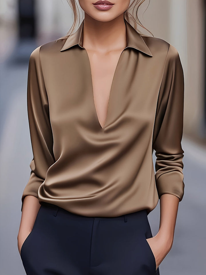 Kyrra – Elegante Camicetta In Raso Con Scollo a V