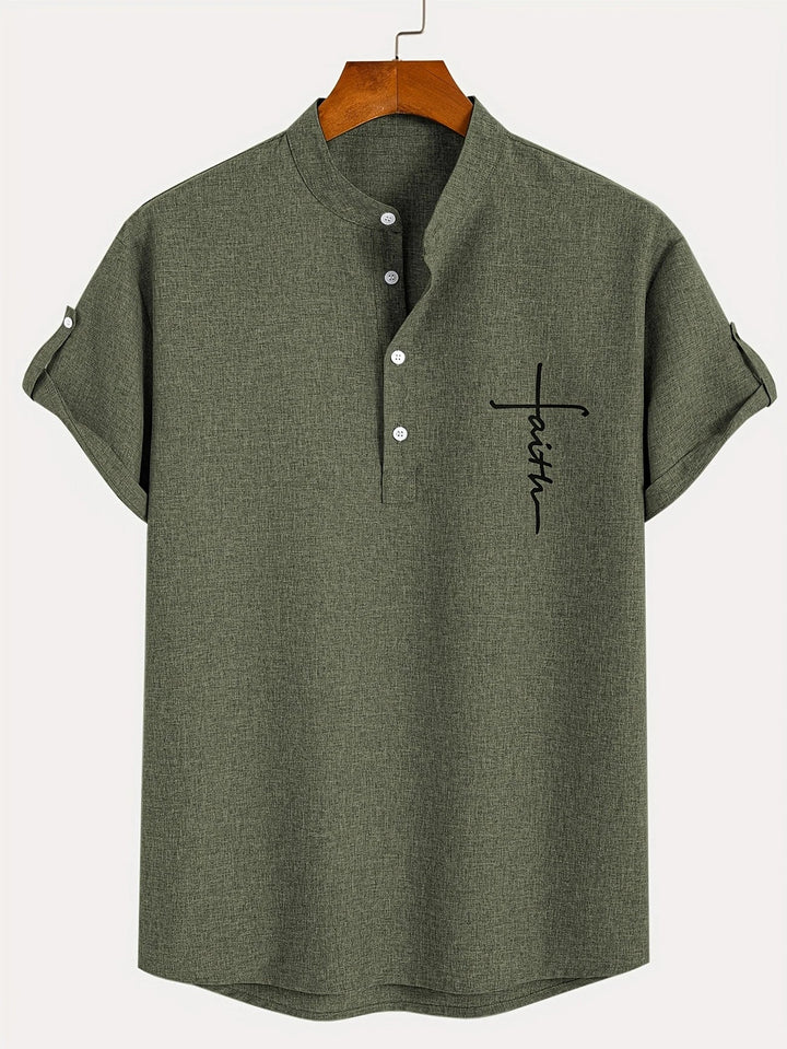 Elliott - Elegante Camicia a Maniche Corte Con Collo Alto