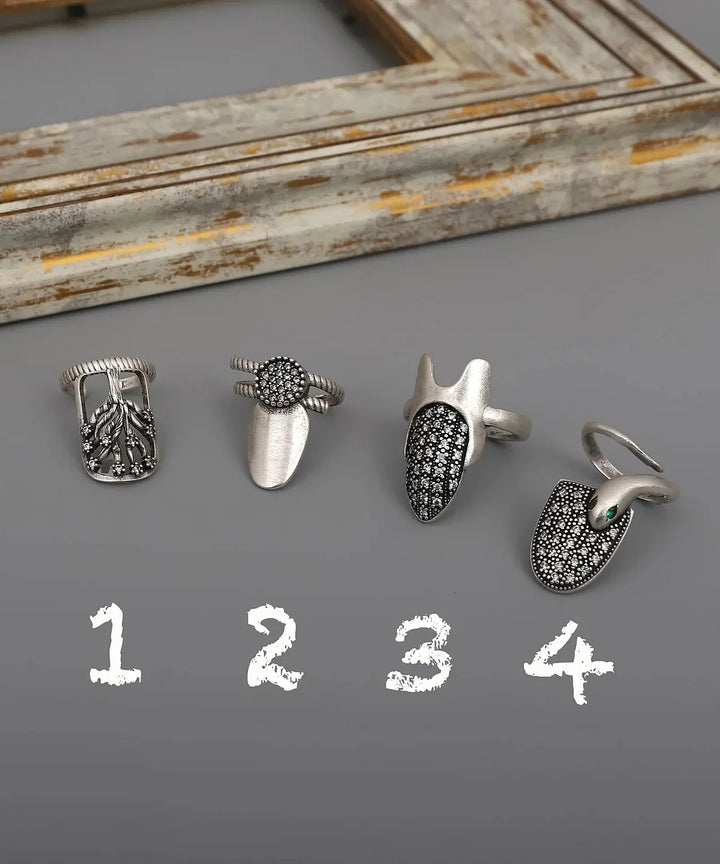 Marinan - Set di 4 Anelli Regolabili per Unghie in Stile Boho
