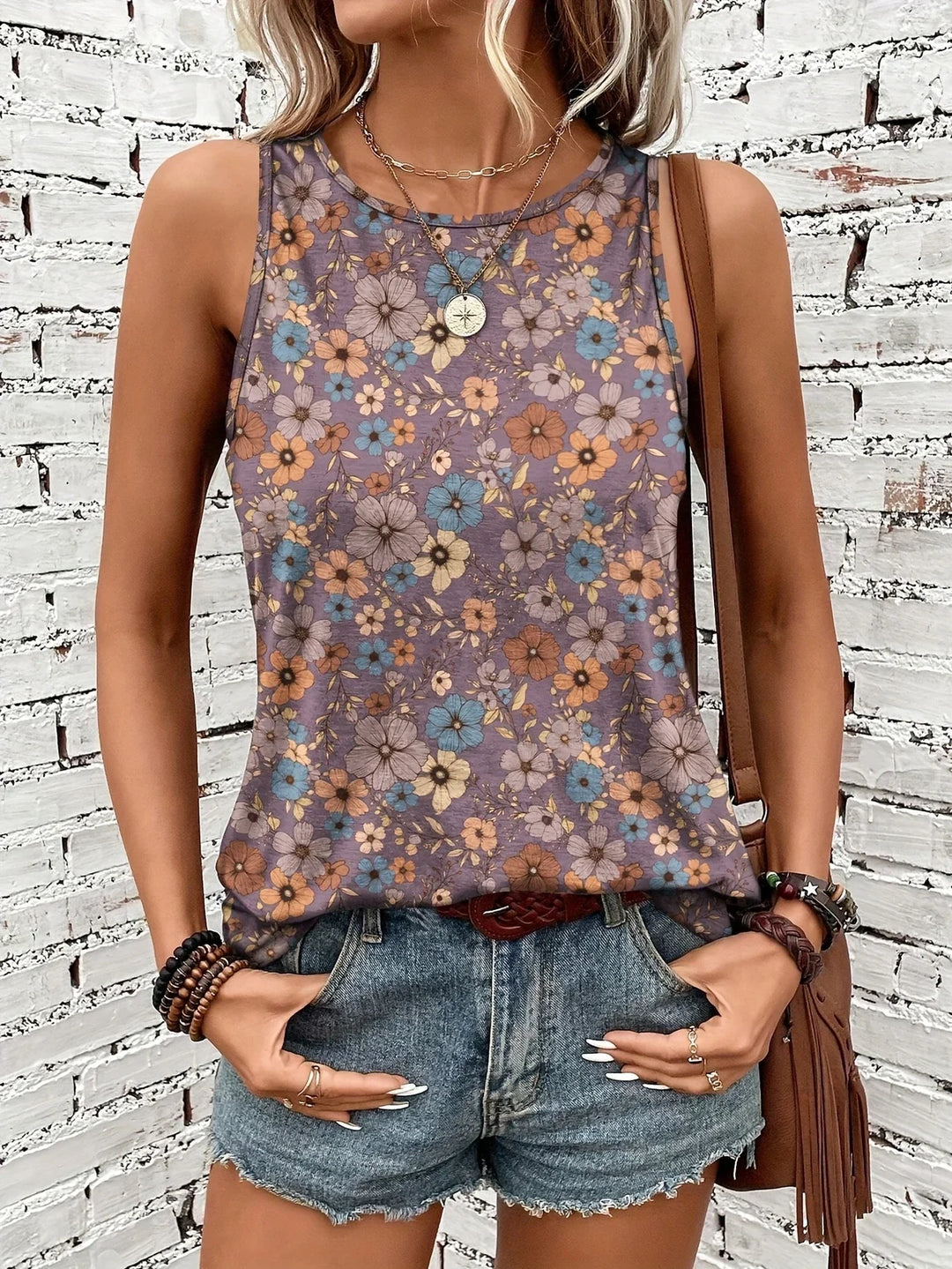 Lilou - Top Estivo Casual Con Stampa Floreale