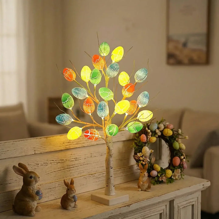 SpringAura - Albero di Pasqua Con luci LED Colorate Per Decorazioni Festive in Casa