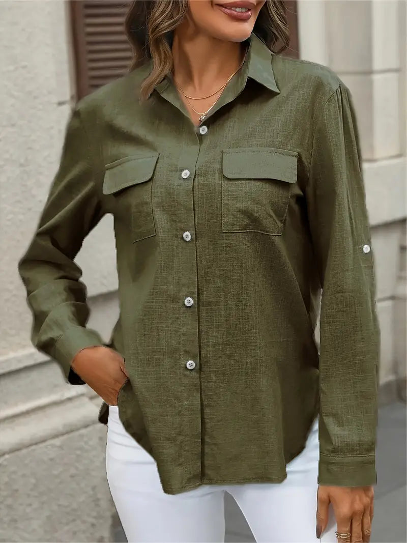 Athena - Camicia In Cotone Con Tasche Frontali