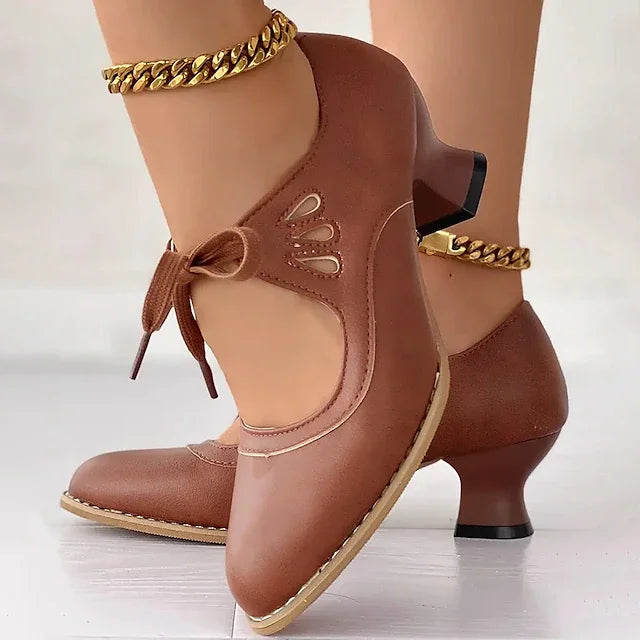 Zydrune - Décolleté Vintage in Pelle Con Tacco Alto