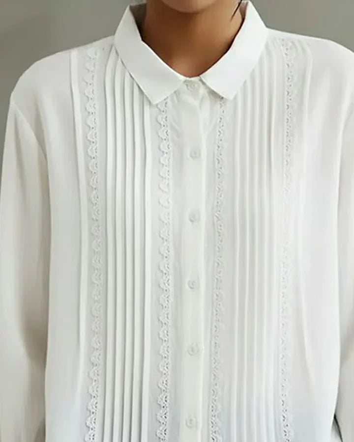 Kalanit - Camicia in Pizzo Patchwork di Lino e Cotone