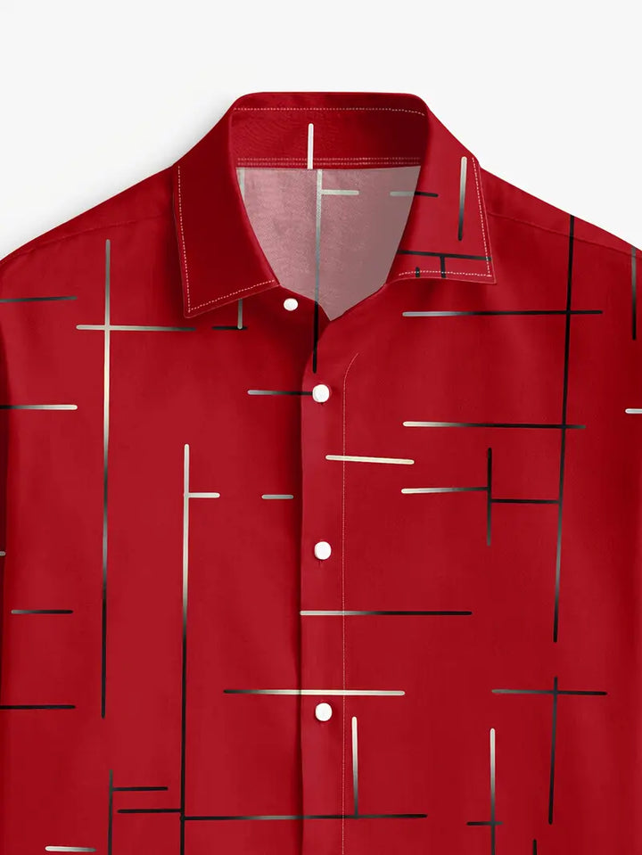 Nerio - Camicia a Maniche Lunghe Con Stampa Geometrica