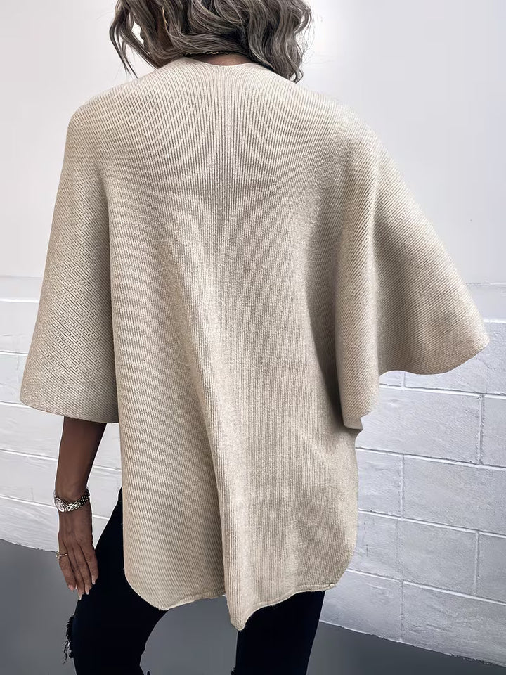 Maebry - Cardigan Scialle Lavorato a Maglia con Cappuccio Rotondo