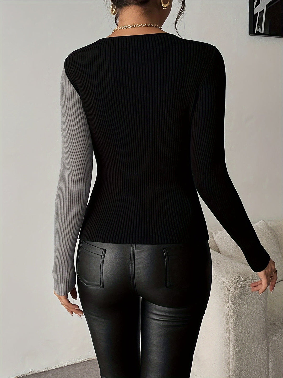 Rachel - Camicetta Lavorata a Maglia Con Scollo a V e Cima