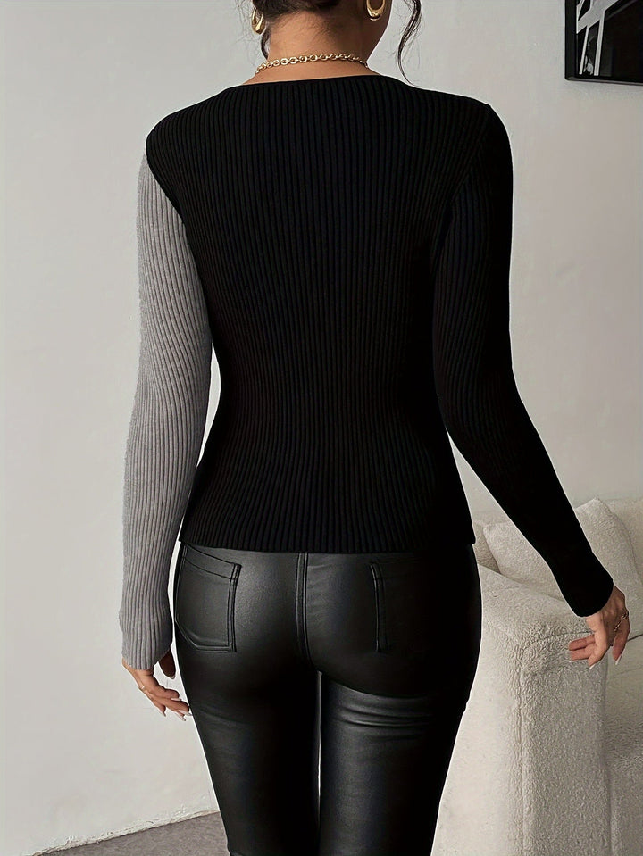 Rachel - Camicetta Lavorata a Maglia Con Scollo a V e Cima